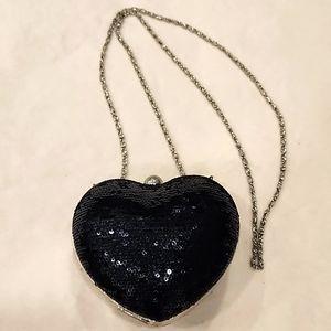VALENTINES DAY PERFECT Heart Shaped Black sequin purse